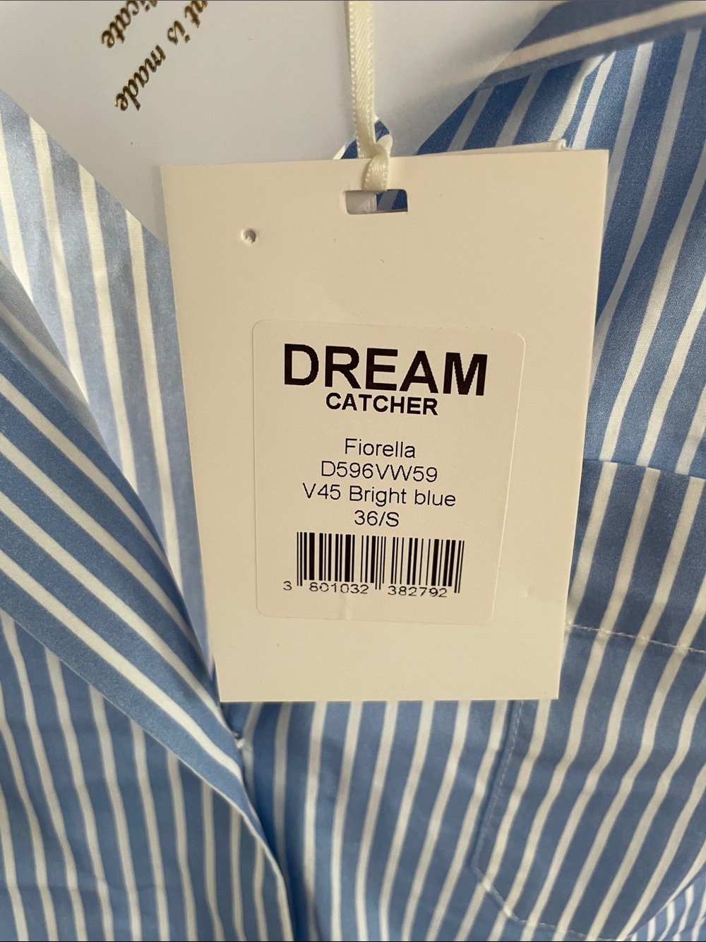 Dream Catcher Blue Stripe Floral-Collar Long Sleeve Shirt Dress NWT - Picture 5 of 5